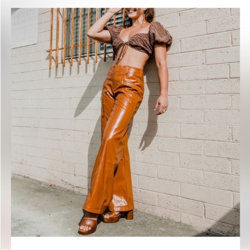 Free People Star Crossed Lovers Vegan Straight Pants Twin Flame NWOT